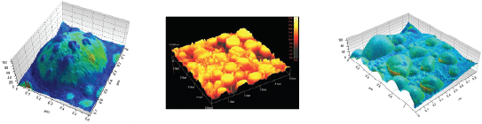 Atomic force microscopy images of the particle size of three rubber samples